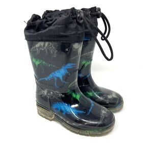 Jelly Beans Dinosaur Rain Boots Black Youth Size 7